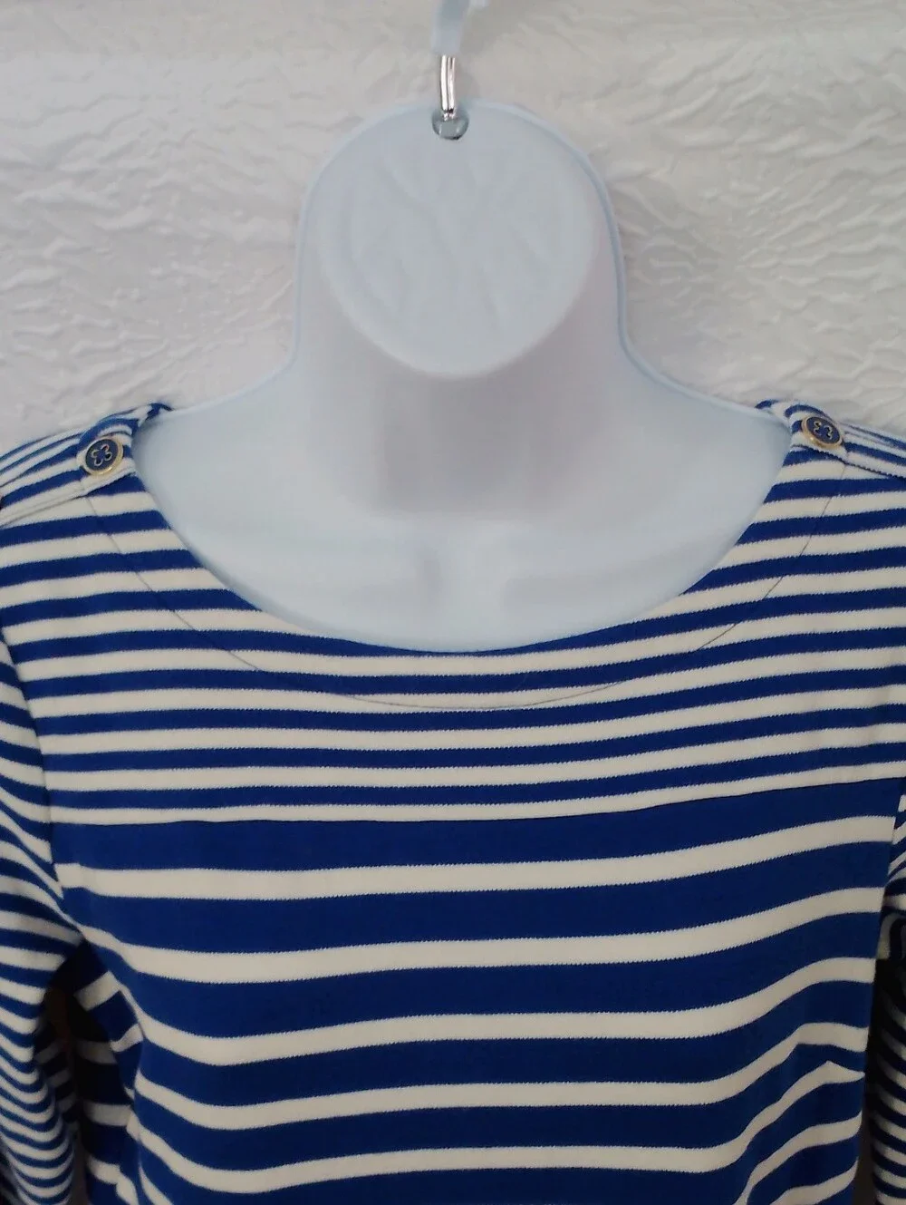 Talbots Blue and White Striped Boatneck Top - Picture 3 of 7